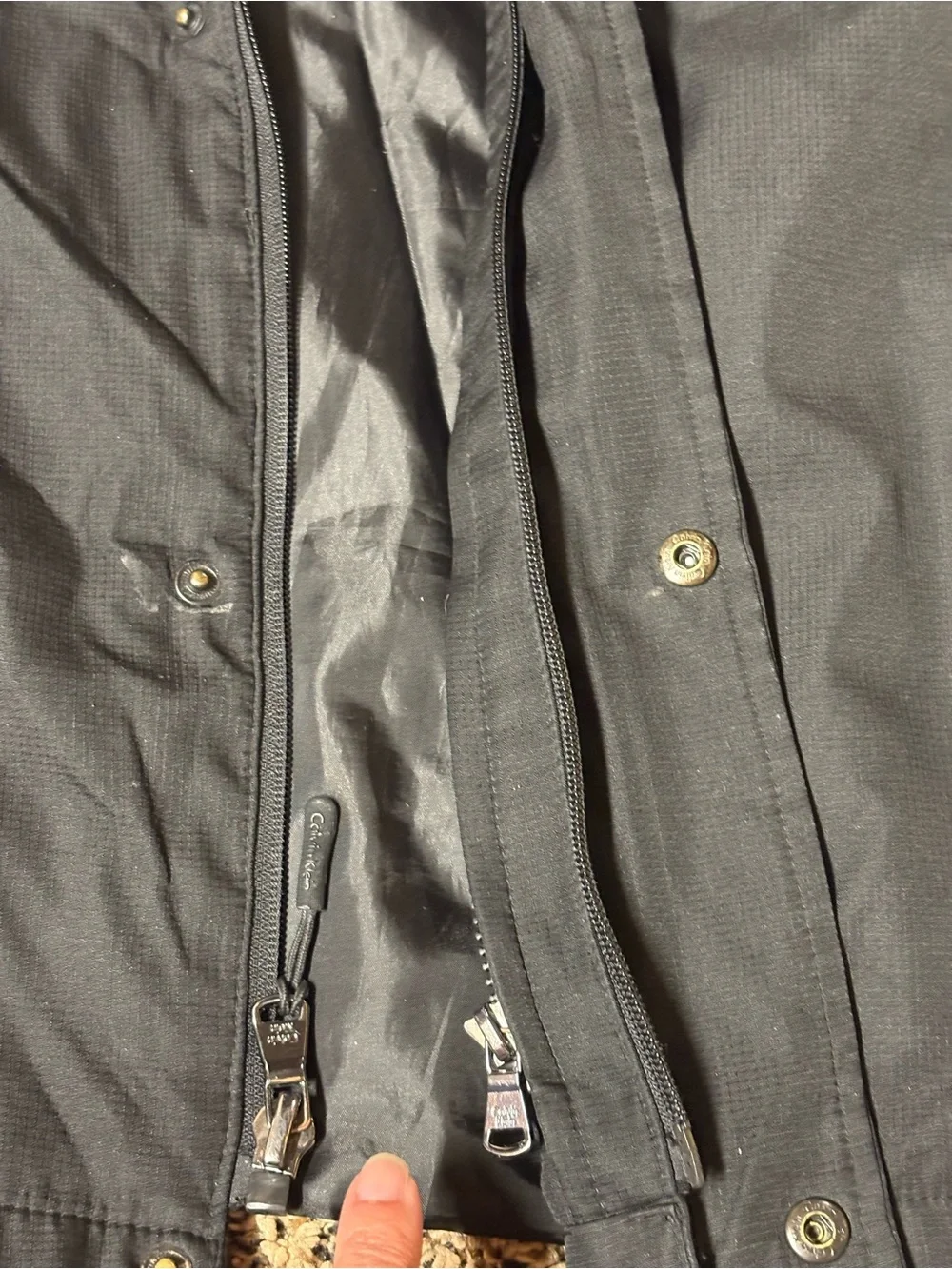 CALVIN KLEIN MEN'S LARGE 3 IN 1 BLACK COAT JACKET HOOD WATER RESISTANT